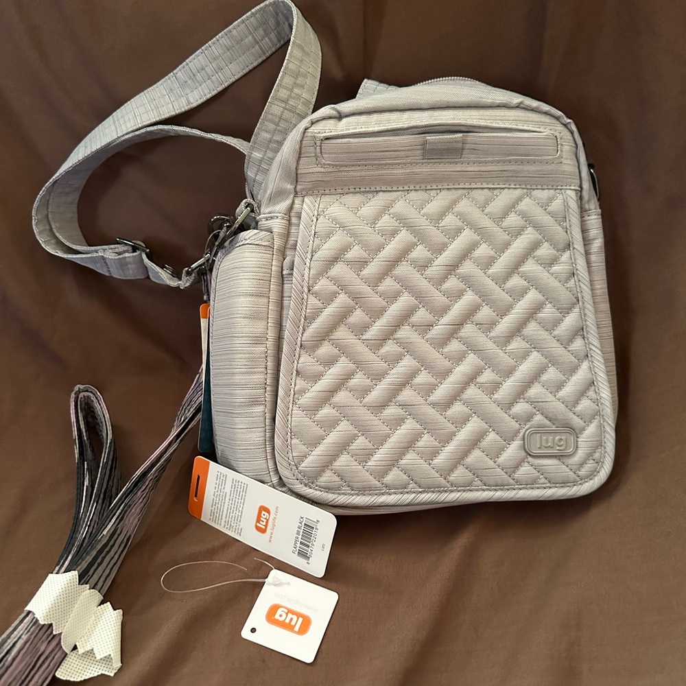 NWT Lug Silver Quilted Flapper Crossbody Bag Handbag w/extra strap